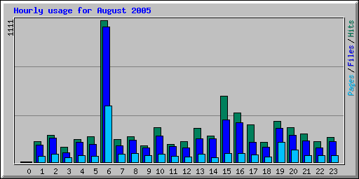 Hourly usage for August 2005